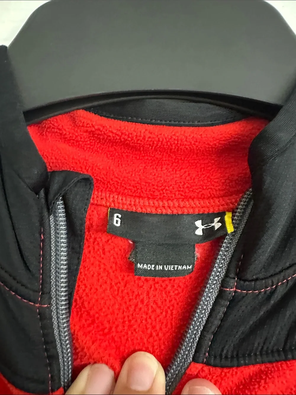 Under Armour Red and Black Kids' Quarter-Zip Puffer Jacket